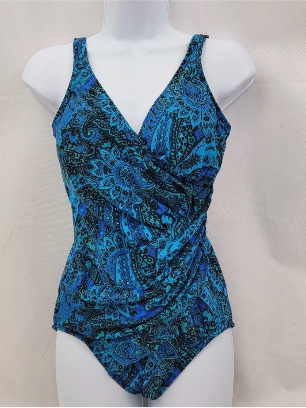 Miraclesuit Blue Teal Paisley One-Piece Swimsuit